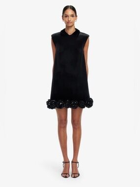 leo lin aurelie appliqu short sleeve mini dress Aurelie belted floral-appliqu minidress in white - Leo Lin